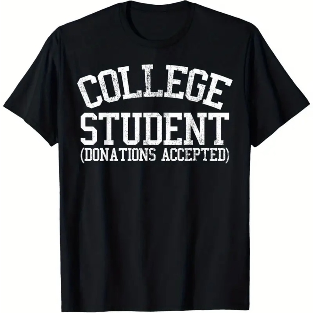 T-Shirt Black College Student Graphic